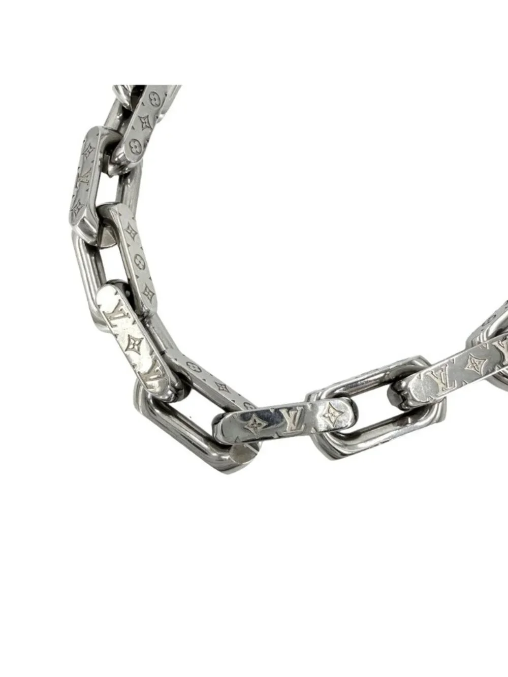 Louis Vuitton Big Necklace Chain Monogram Silver